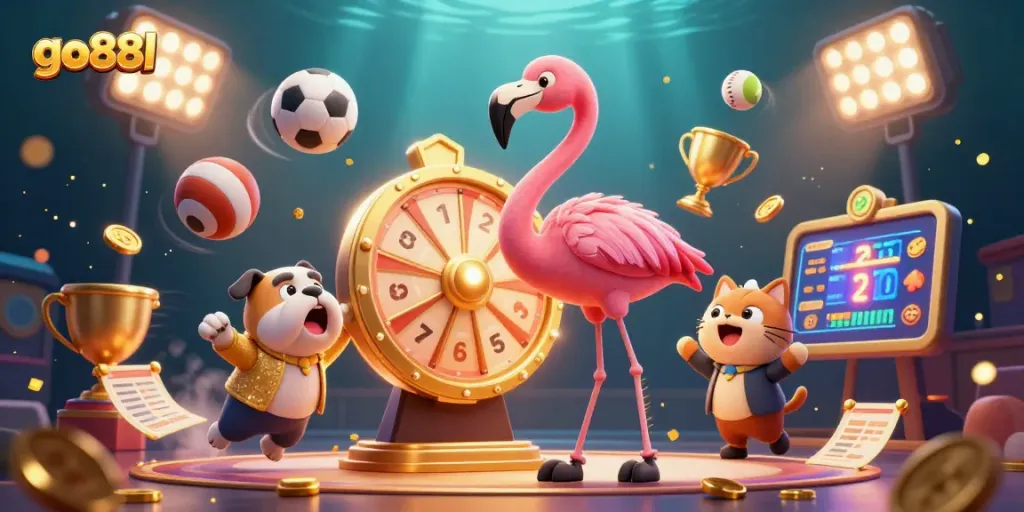 Experience excitement at go88l while spinning the prize wheel with thrilling casino characters.