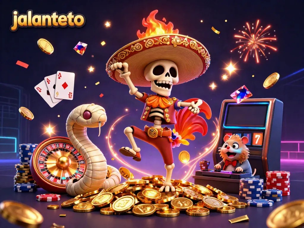 Experience the excitement of jalantoto with winning characters dancing amidst casino treasures.