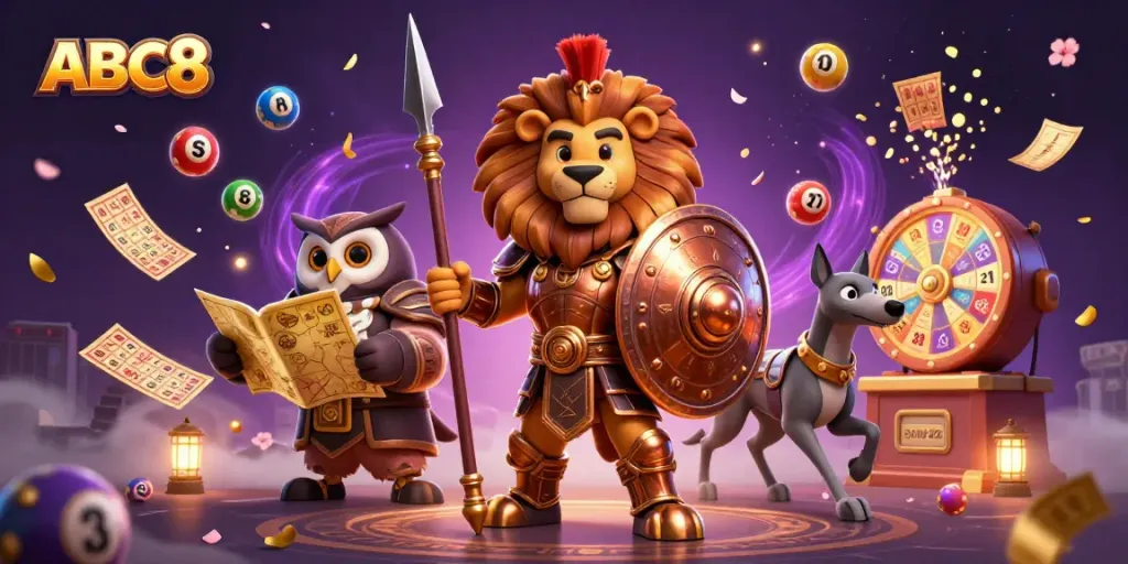 Experience the thrill of ABC8 with vibrant lottery elements, showcasing exciting gaming scenes.