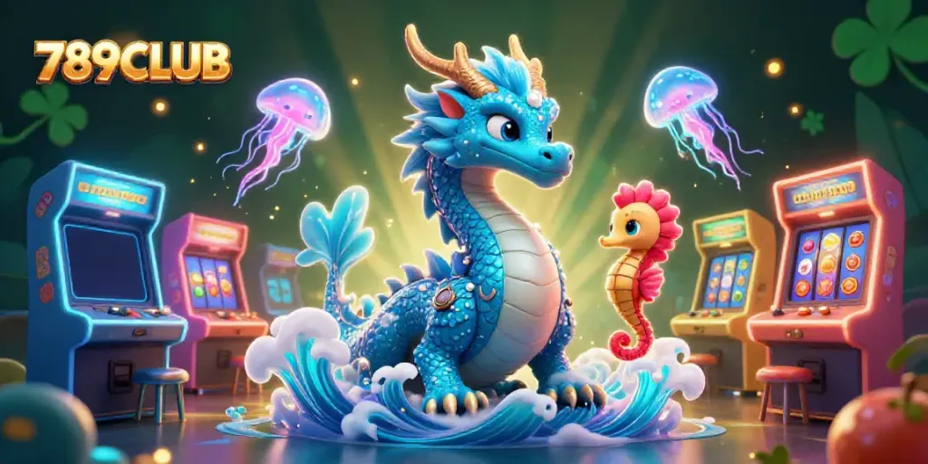 Experience the excitement of 789CLUB with a dynamic scene featuring dragons and casino elements.