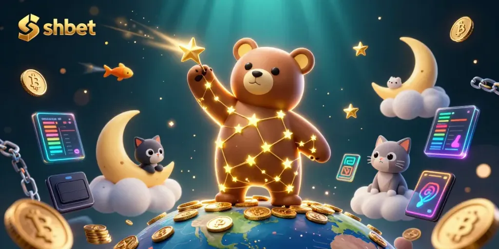 Experience thrilling wins at shbet with a dazzling illustration of stars and coins.
