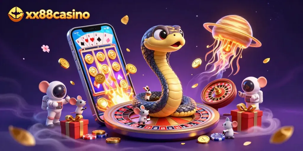 Engage in thrilling gameplay at xx88casino with unique characters and vibrant casino elements.