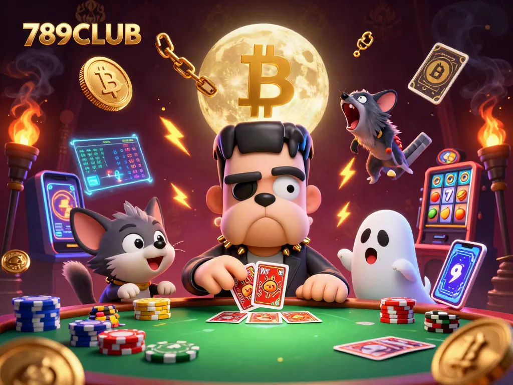 Experience thrilling card games at 789CLUB with a lively 3D casino scene and enchanting characters.