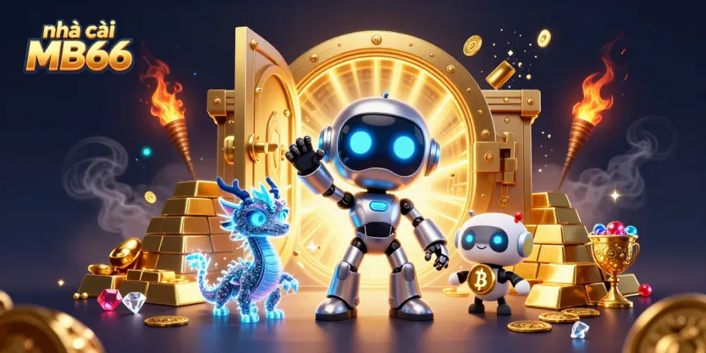 Experience excitement at nhà cái MB66 with this vibrant 3D illustration showcasing thrilling casino elements.