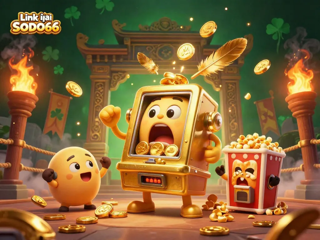 Win big at Link vào SODO66 with a magical jackpot celebration, featuring vibrant characters and thrilling casino elements.