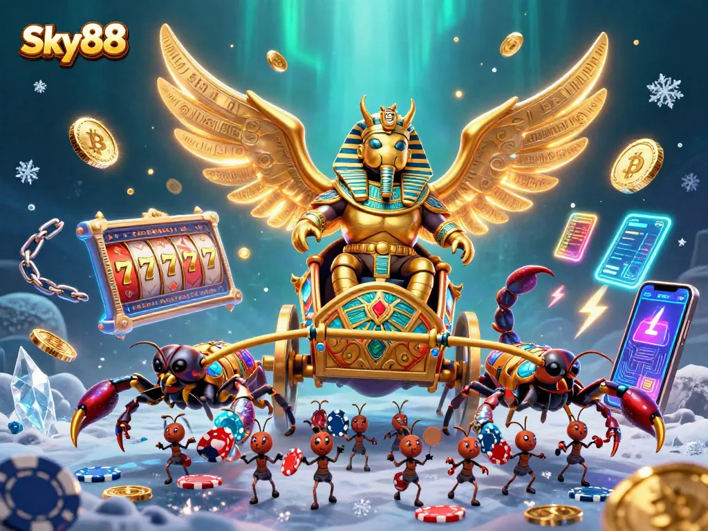 Engage with Sky88 casino games featuring stunning slot reels and vibrant 3D characters.