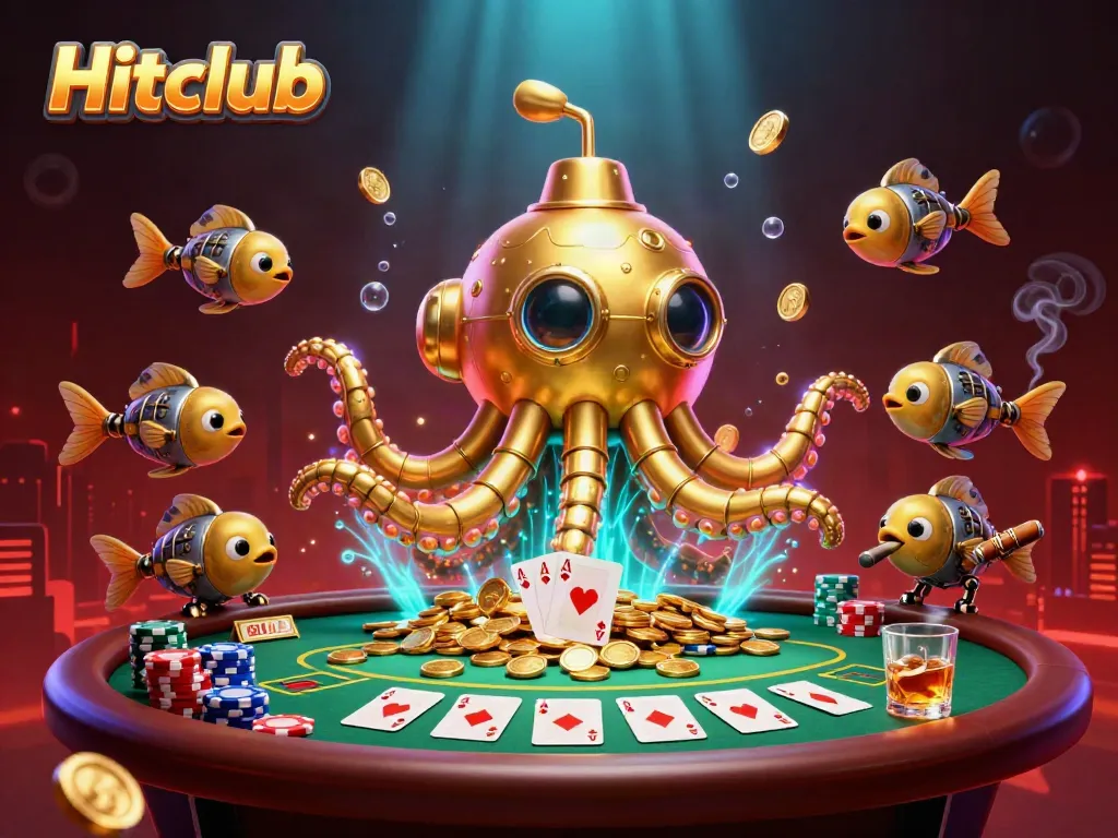Hitclub players enjoy high-stakes action with a vibrant casino atmosphere in a 3D fantasy scene.