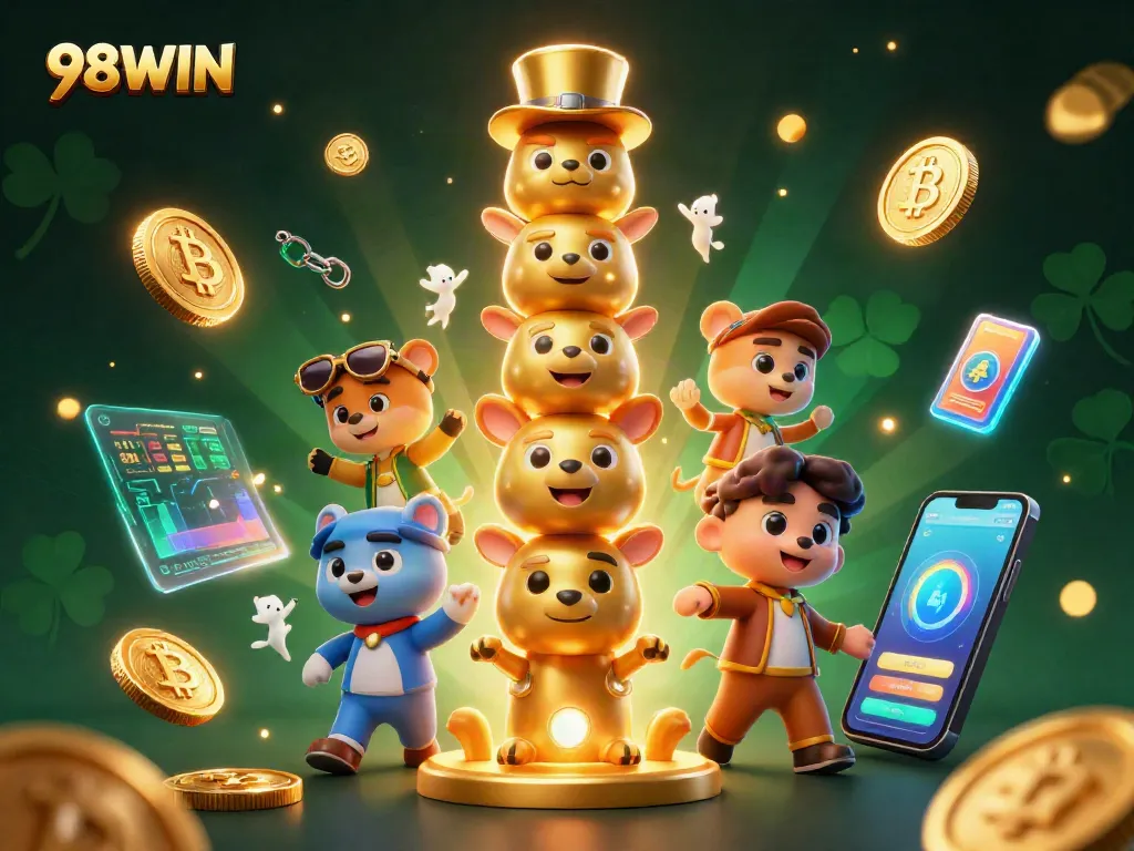 Engage with thrilling games at 98WIN’s lively gaming platform featuring vibrant 3D elements.