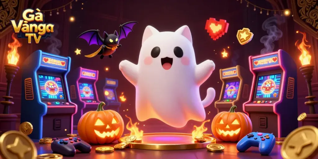 Experience thrilling gameplay with Gà Vàng TV's captivating casino adventures in a haunted mansion.