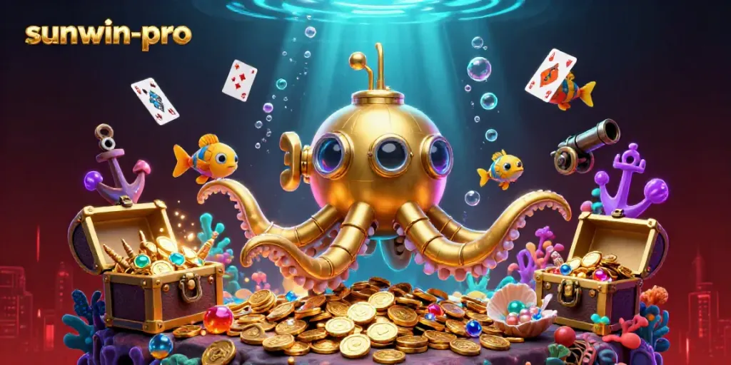 Experience the excitement of sunwin-pro with a vibrant underwater casino adventure featuring golden treasures.