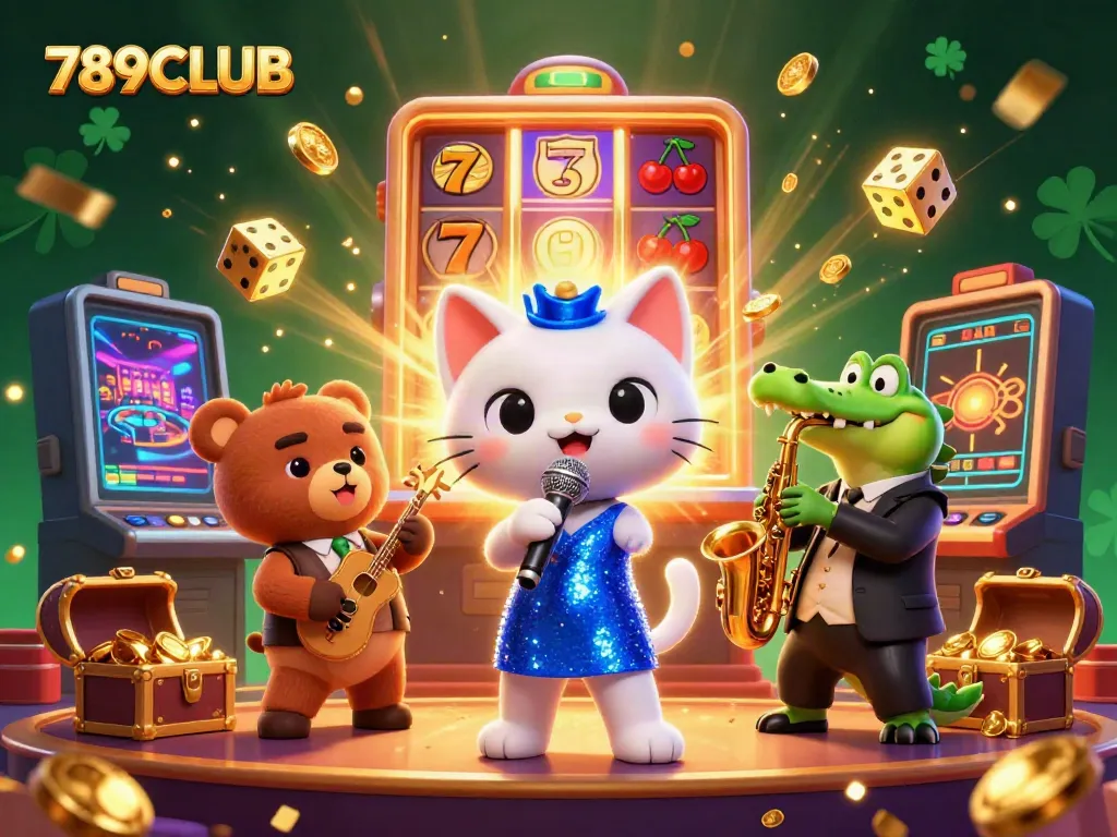 Experience the vibrant atmosphere of 789CLUB with dazzling casino characters and exciting game elements.