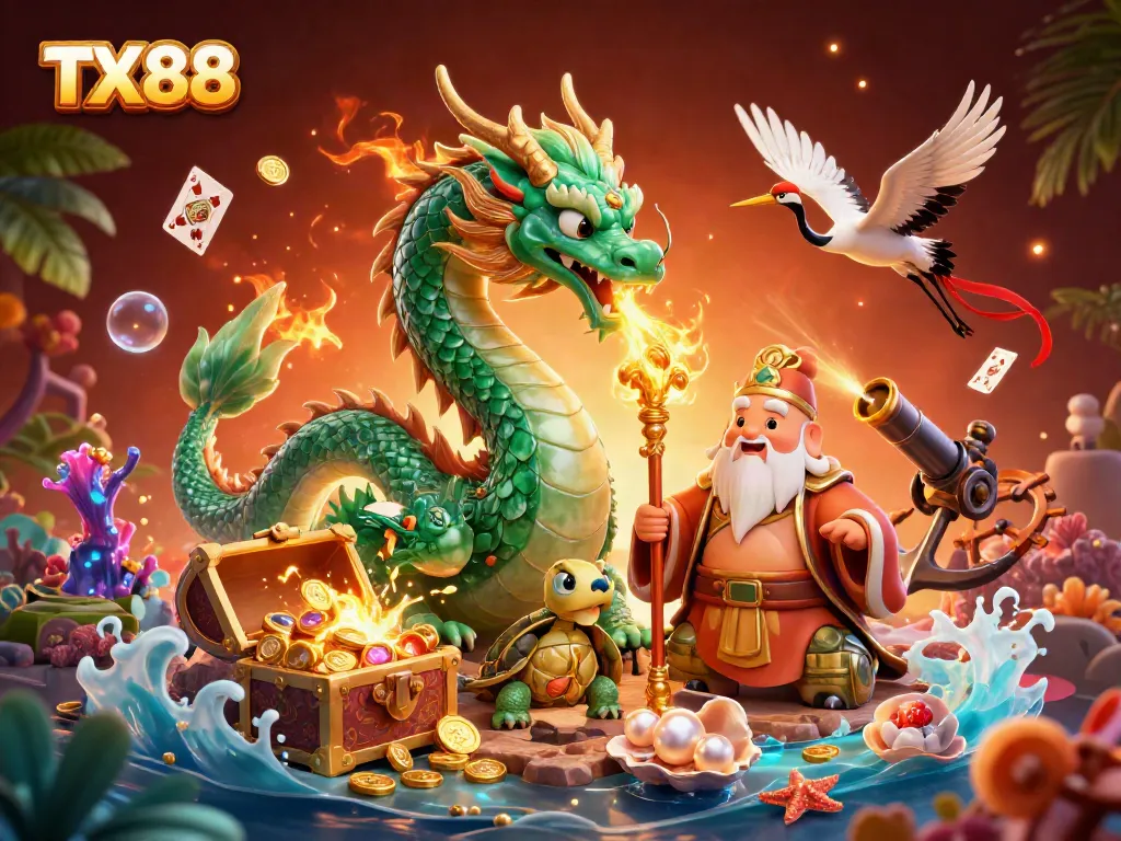 Experience thrilling gameplay at TX88 with a jade dragon and magical elements, highlighting casino excitement.