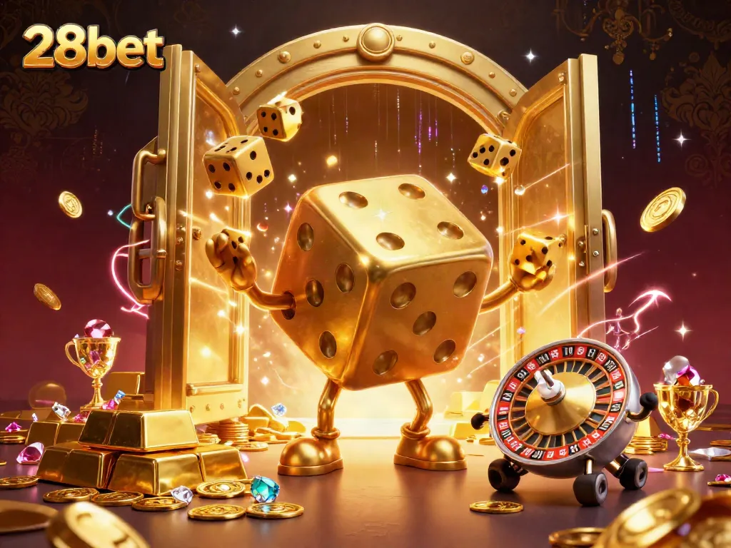 Experience thrilling gaming action at 28bet with our vibrant 3D casino scene bursting with winning potential!