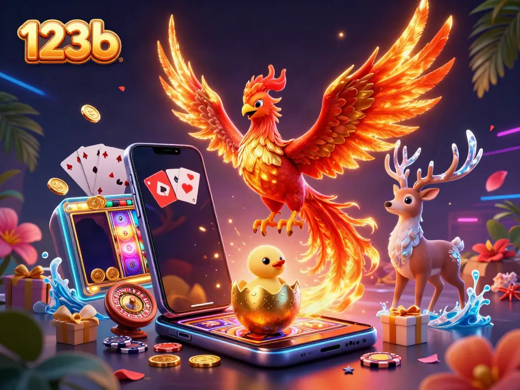 Experience thrilling wins with 123b slot games in this vibrant 3D phoenix scene