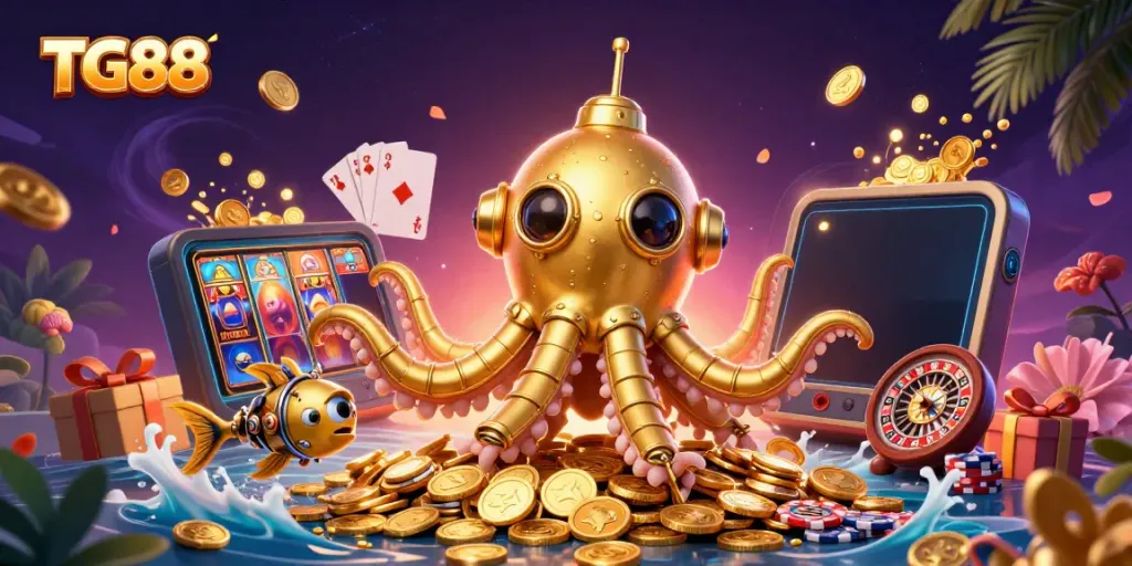 Experience the thrill of TG88 with a golden kraken casino adventure, featuring dynamic game elements.