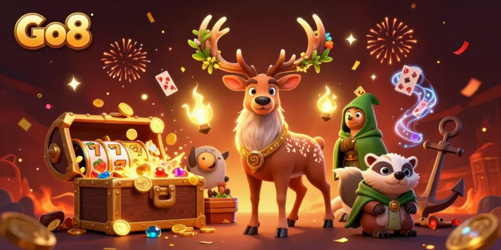 Spin the reels with Go8 and experience a magical casino adventure with vibrant character elements.