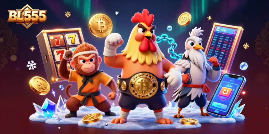 Experience thrilling gameplay at BL555 with dynamic characters and casino elements in an immersive 3D scene.