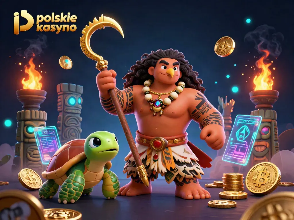 Engage in thrilling gameplay at a polskie kasyno bitcoin with vibrant characters and blockchain elements.