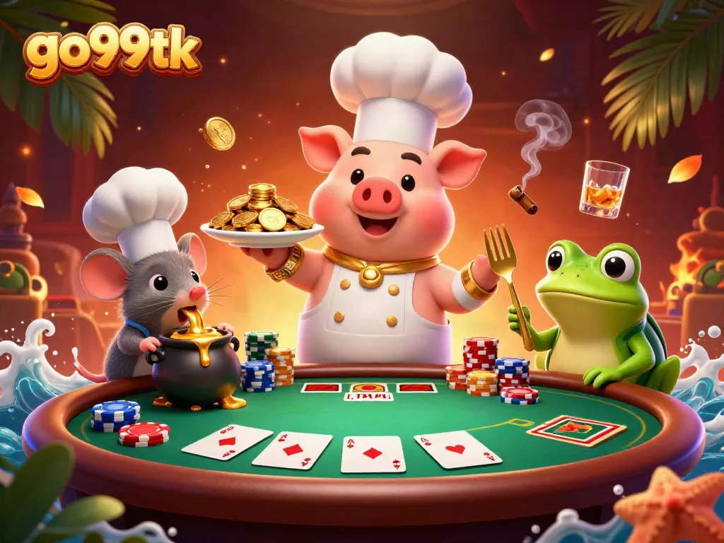 Experience go99tk's thrilling casino atmosphere with charismatic characters and vibrant gaming elements.