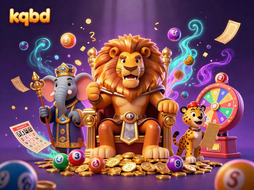 Engage with kqbd's thrilling lottery and casino world in this vibrant 3D scene showcasing action and excitement.