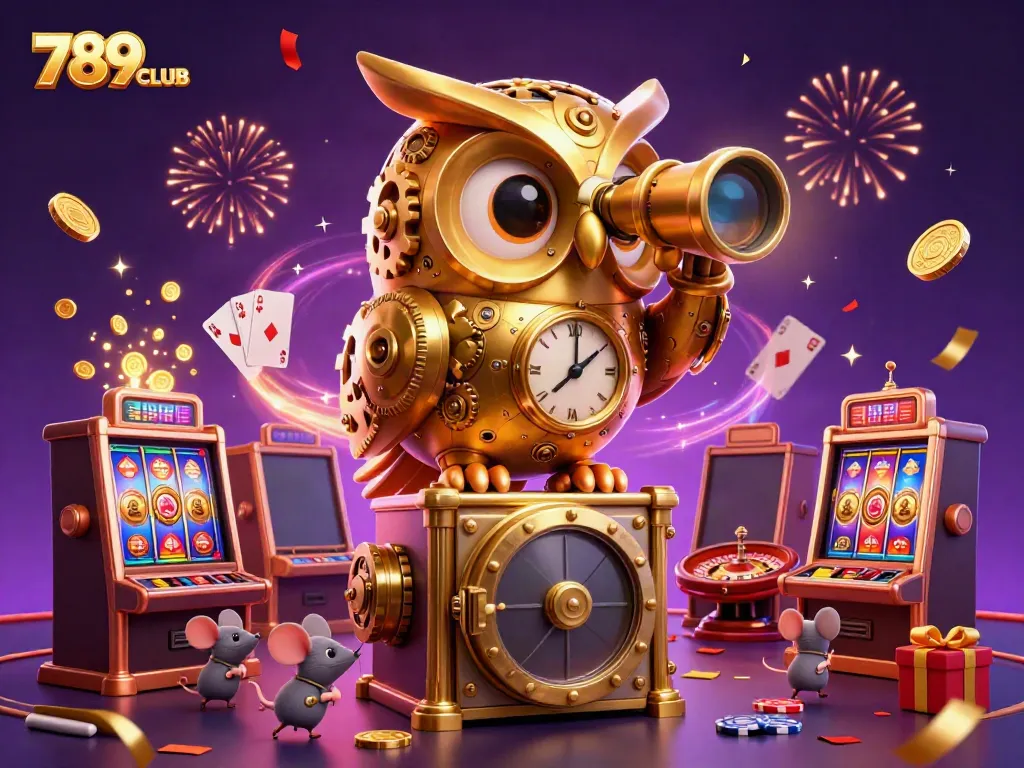 Engage with the exciting world of 789CLUB as the golden owl oversees lively casino action.