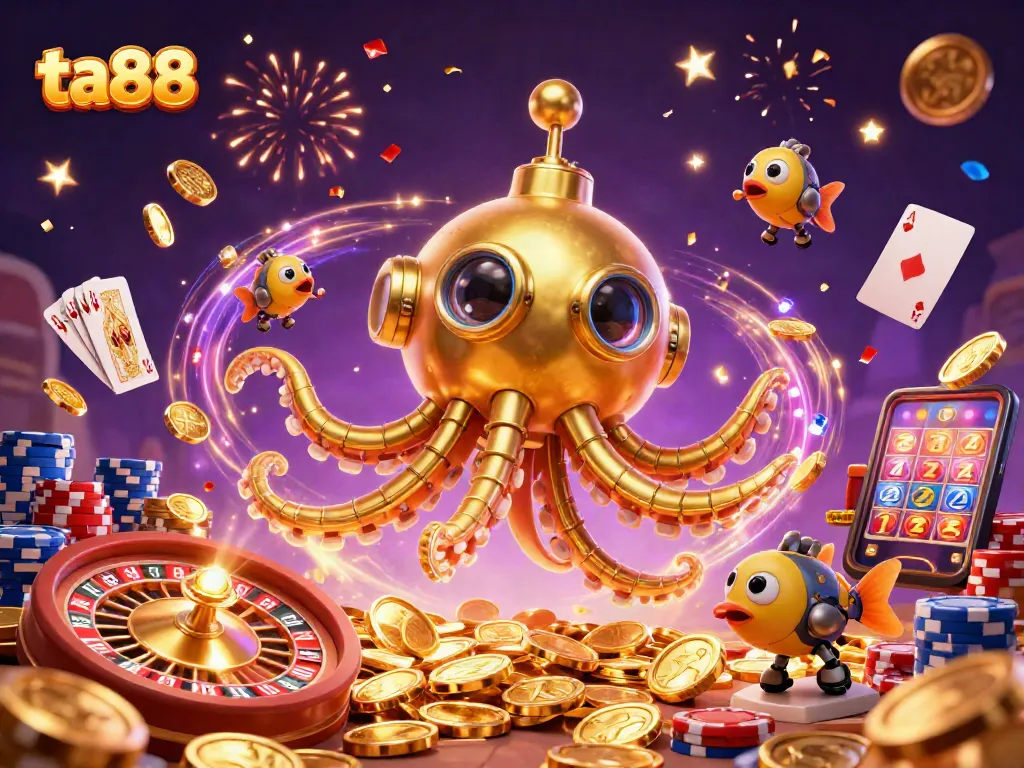 Experience thrilling wins with ta88's vibrant casino-themed illustration full of excitement and energy!