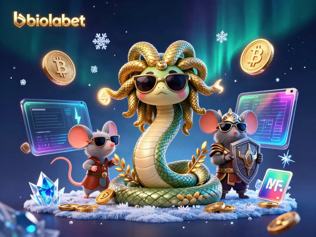 Join the fun at biolabet with our cute Greek Medusa surrounded by exciting crypto elements!