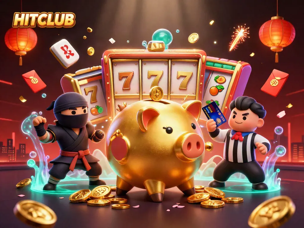 Experience winning with HITCLUB's vibrant 3D casino adventure featuring dynamic characters and game elements.