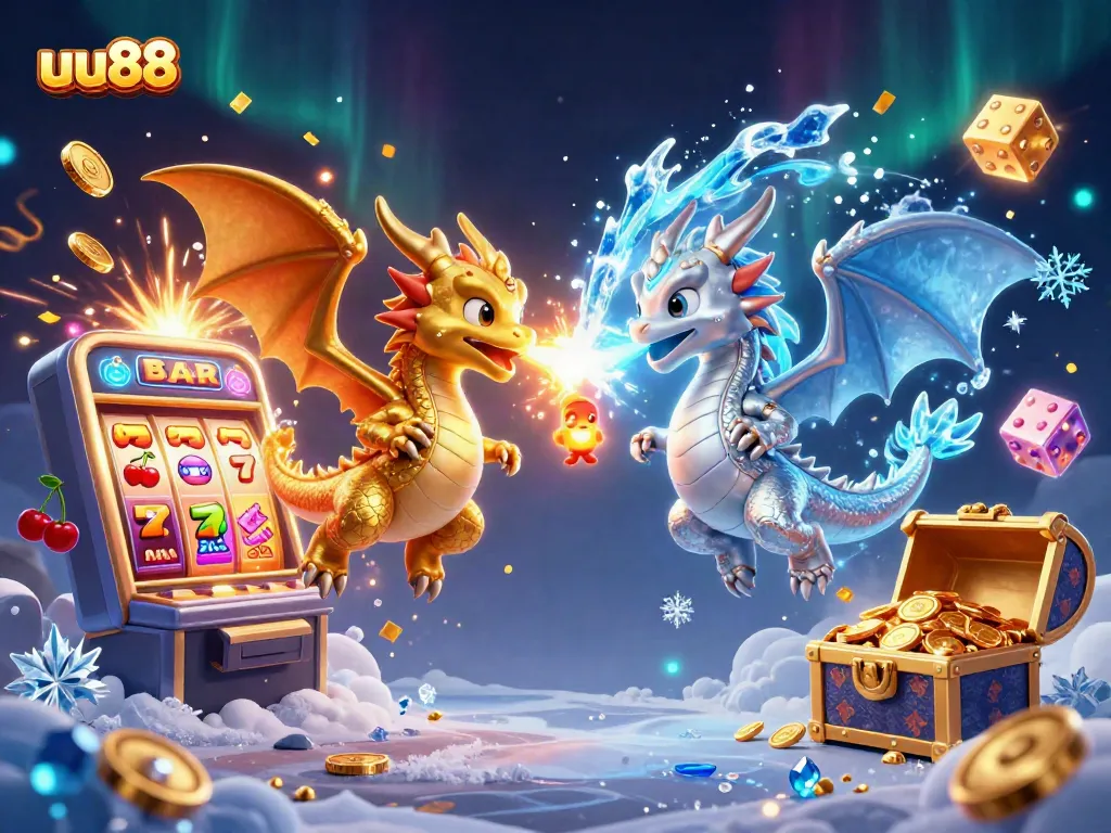 Engage with the thrilling charm of uu88 through vibrant 3D dragons and casino elements.