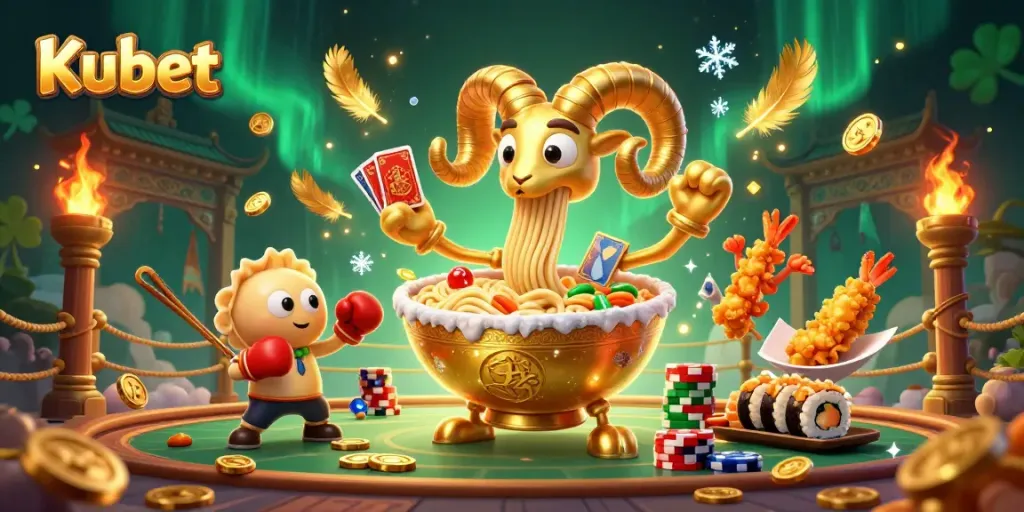 Experience thrilling gameplay at Kubet with a dynamic 3D casino illustration showcasing vibrant characters and action.
