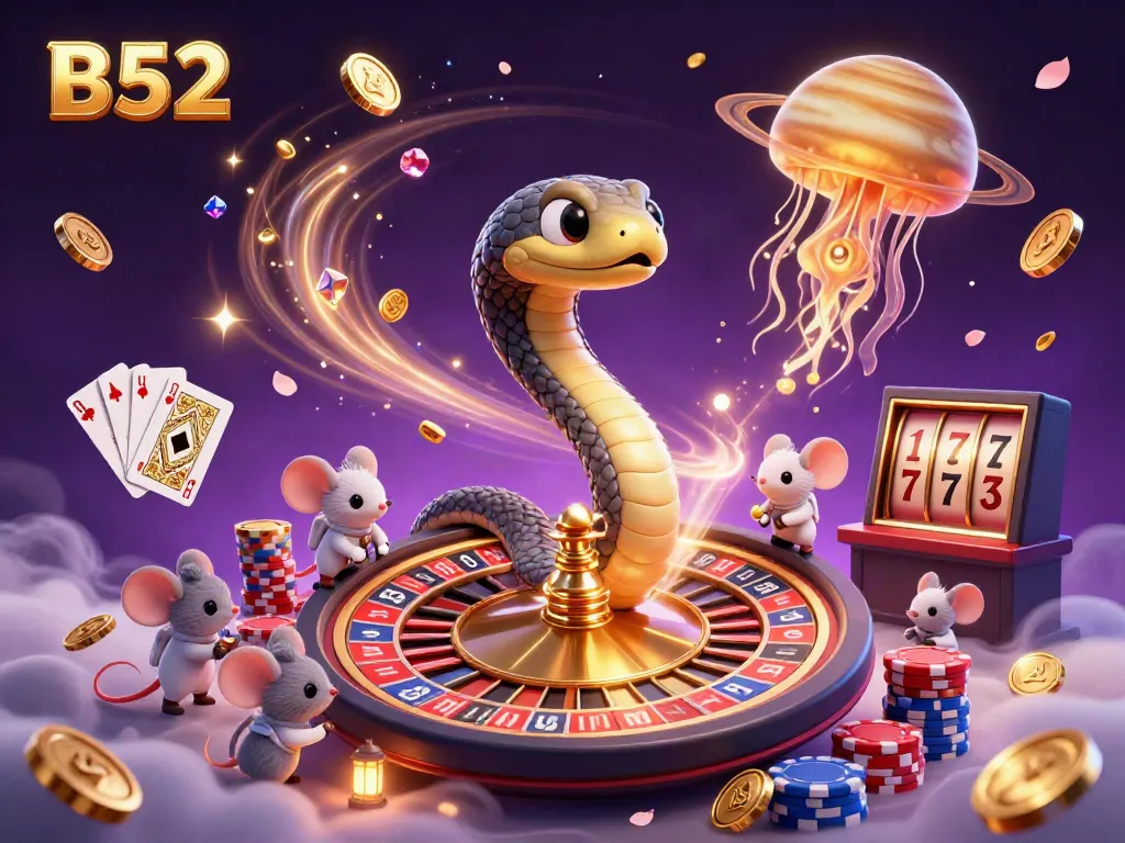 Bettors engaging in cosmic casino actions with B52-themed characters in a vibrant digital roulette scene.