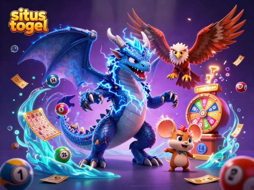 Engage with situs togel and vibrant lottery elements in a dynamic gambling-themed illustration.