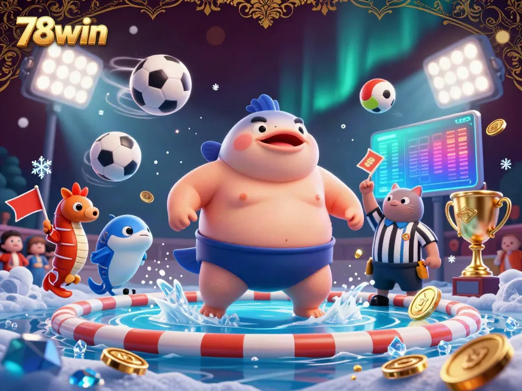 Experience the excitement of 78win with a dynamic underwater casino scene featuring a fugu and catfish characters.
