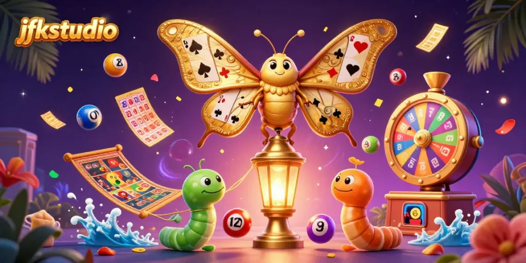 Experience dynamic casino excitement with jfkstudio's vibrant gaming elements and characters.