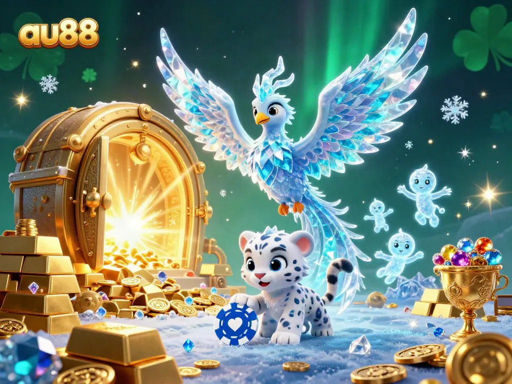 Engage in exhilarating gameplay at au88 with a vibrant 3D casino scene featuring dynamic characters and rich treasures.