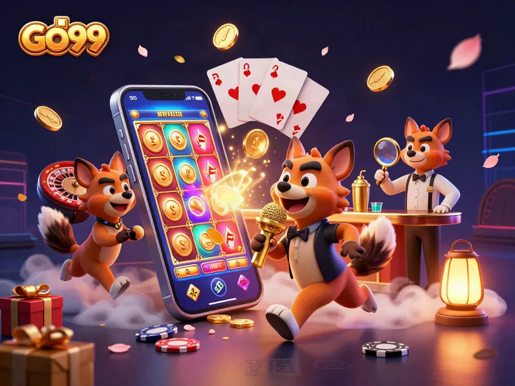 Experience winning moments at GO99 with vibrant 3D casino characters and dynamic gaming elements.