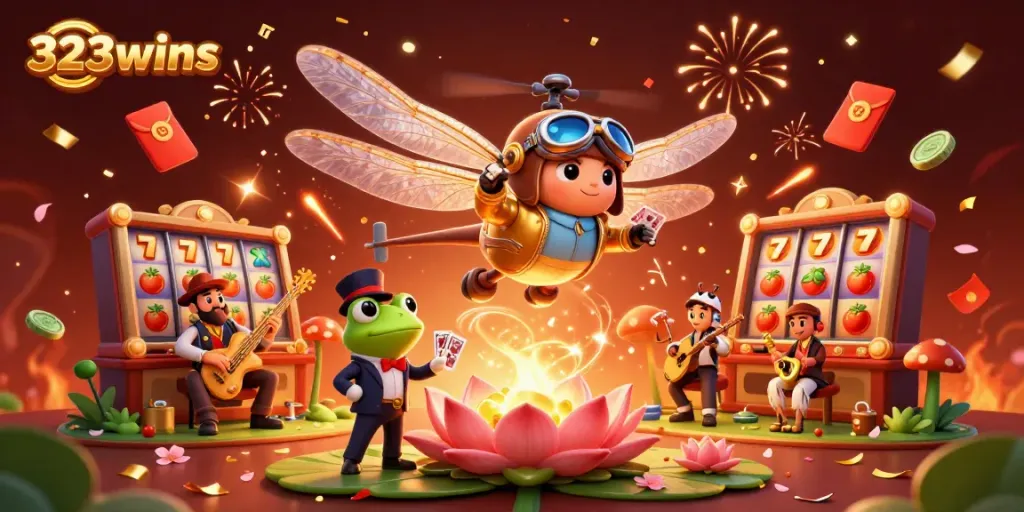 Experience thrilling gaming at 323wins with vibrant illustrations and engaging casino activities.