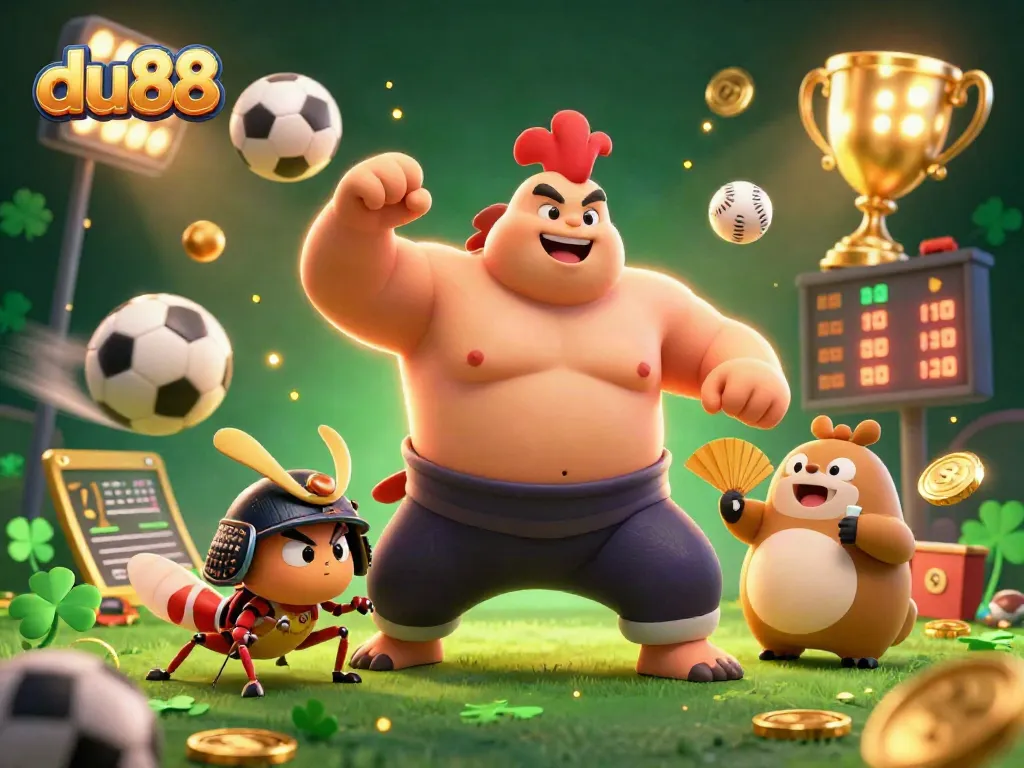 Bet on du88 with vibrant characters in an animated casino scene filled with action and excitement.