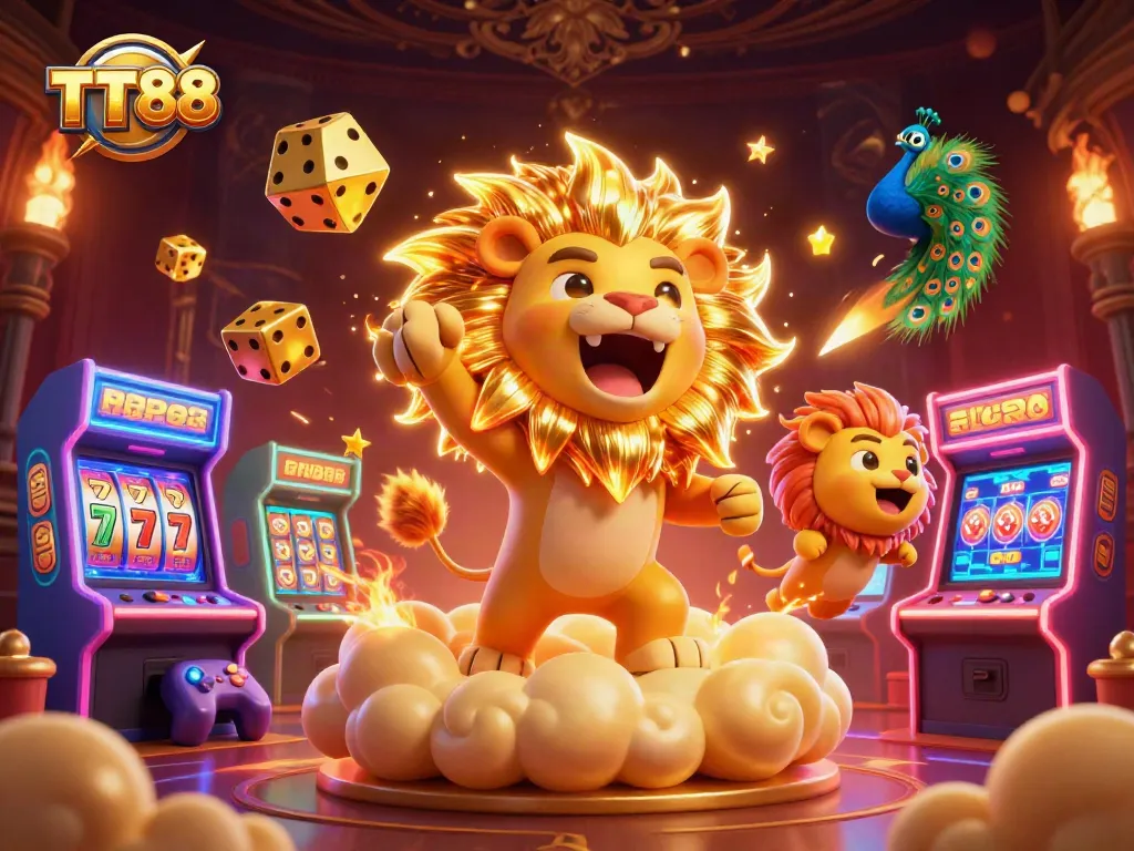 Experience the thrilling TT88 jackpot with exciting golden characters, vibrant game elements, and a lively atmosphere.