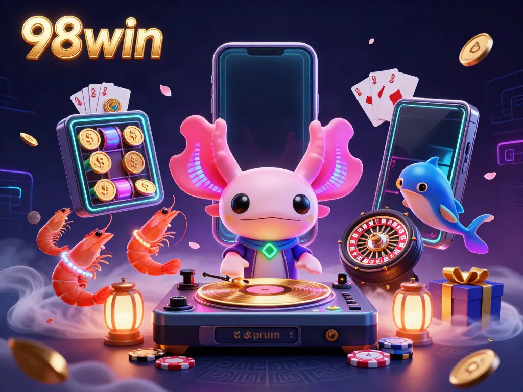 Experience exhilarating wins with neon-themed 98win casino games, featuring vibrant characters and exciting visuals.