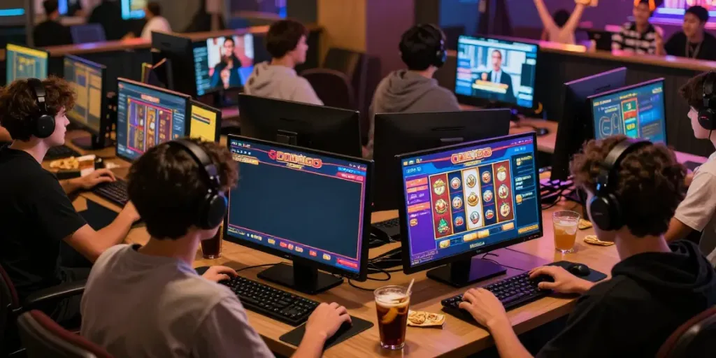 Engaged players enjoying slot gacor games on ODDIGO's vibrant gaming platform.