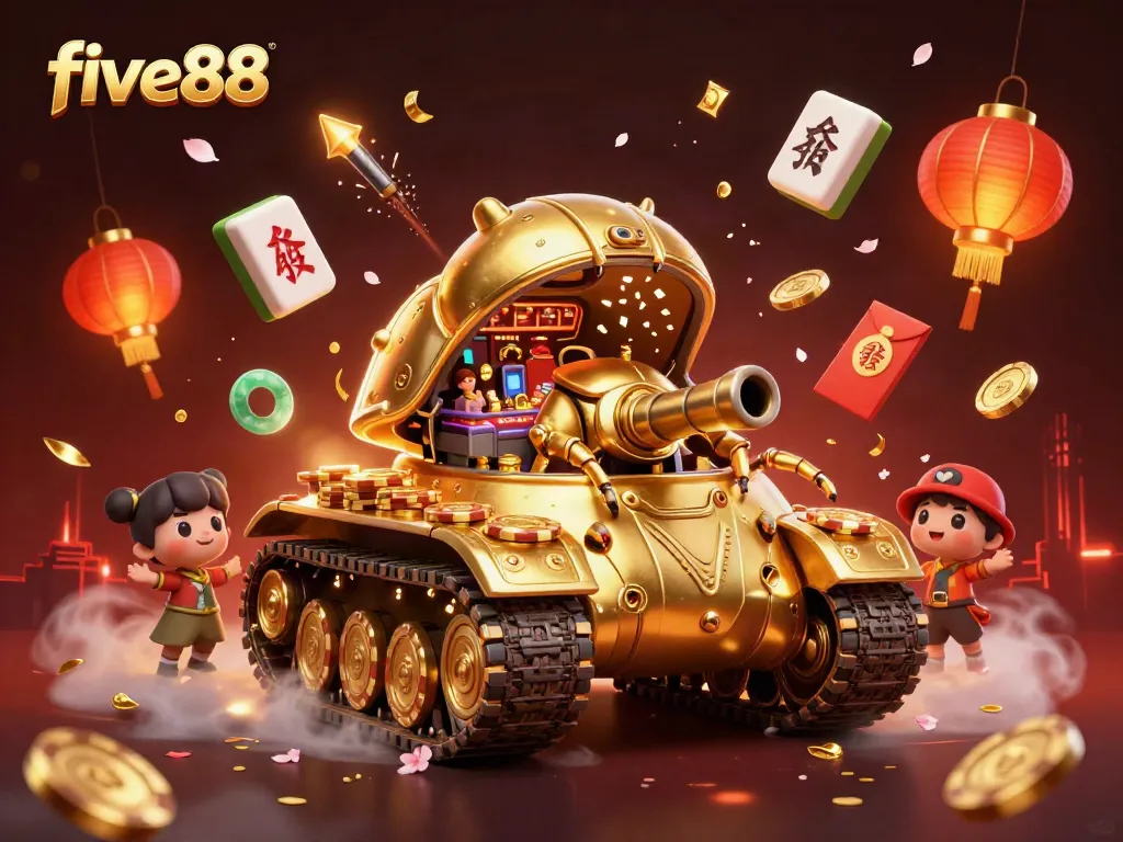 Experience thrilling action at five88 with a vibrant 3D casino scene bursting with excitement and color.