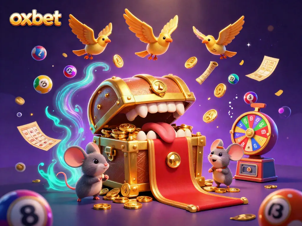 Engage with the thrilling world of oxbet as treasure chest mimics lure adventurous mice amid dynamic game elements.