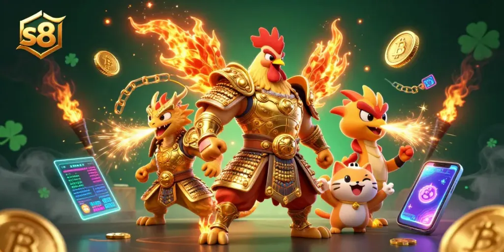 S8 brings exciting casino adventures with a powerful rooster warrior and a dragon hatchling winning big.
