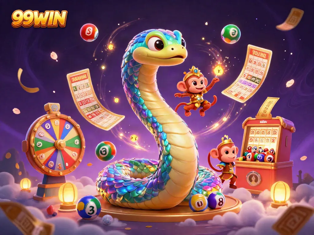 Engage with 99WIN's lively casino world, featuring dynamic lottery elements and enchanting characters.