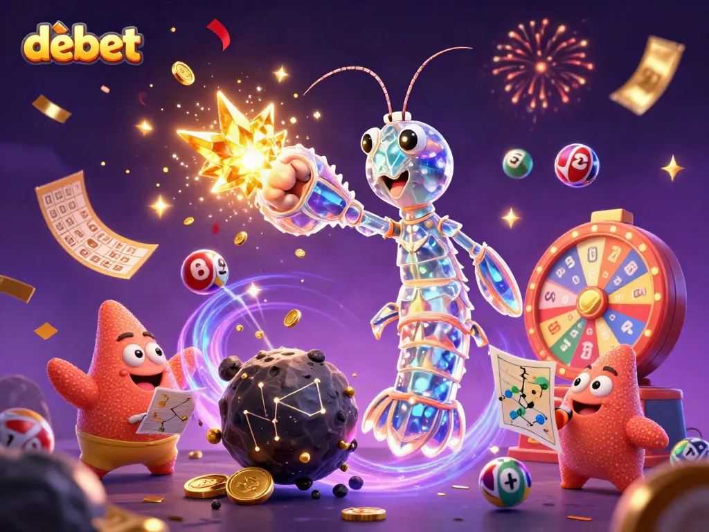 Bet on debet with a vibrant illustration showcasing a galactic samurai mantis shrimp in action.