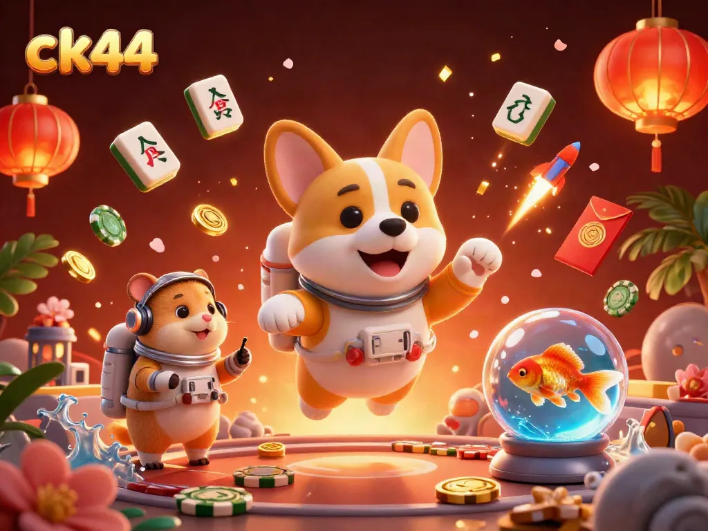 Join the fun with ck44 as a cartoon astronaut corgi enjoys a floating casino adventure!