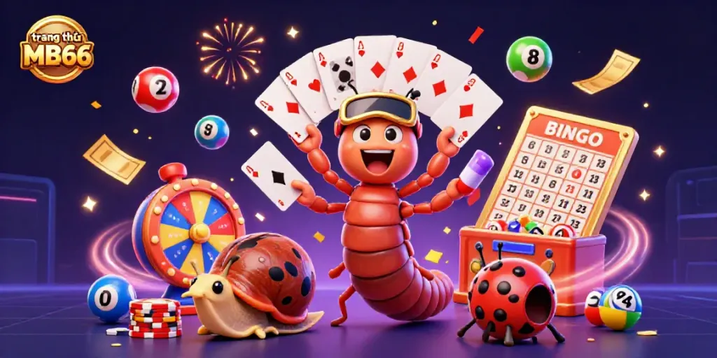 Experience vibrant excitement at trang chủ MB66 with a lively casino scene featuring animated characters and dynamic gaming elements.