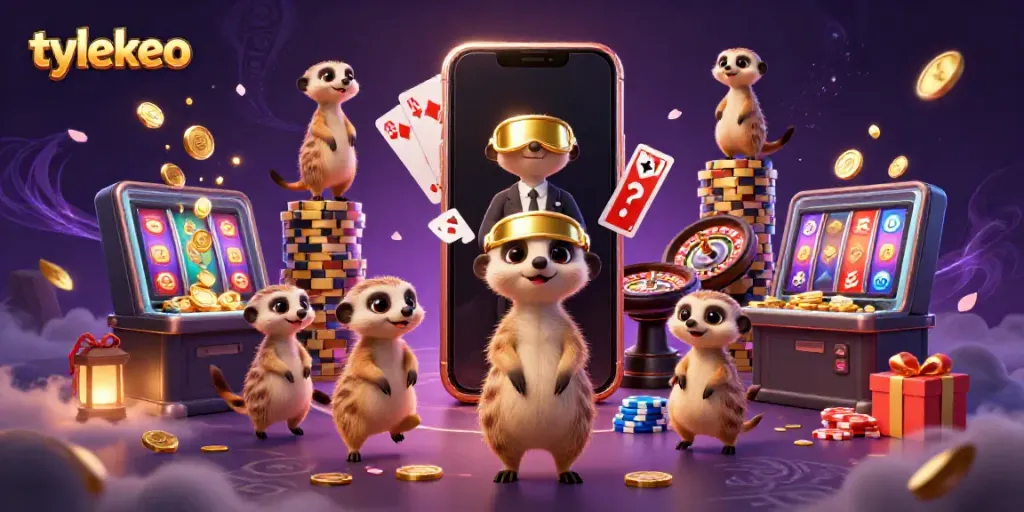 Experience the exciting hustle of tylekeo’s dynamic gambling scene with meerkats running the casino!