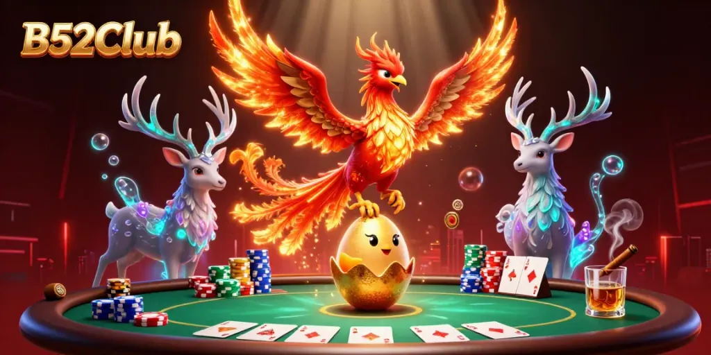Experience the thrilling action of B52Club with vibrant gaming elements and mythical characters in play.